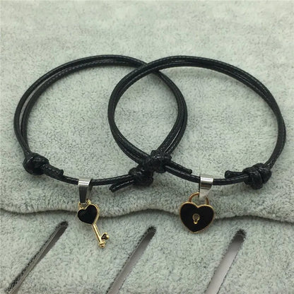 Heart Lock & Key Matching Bracelets