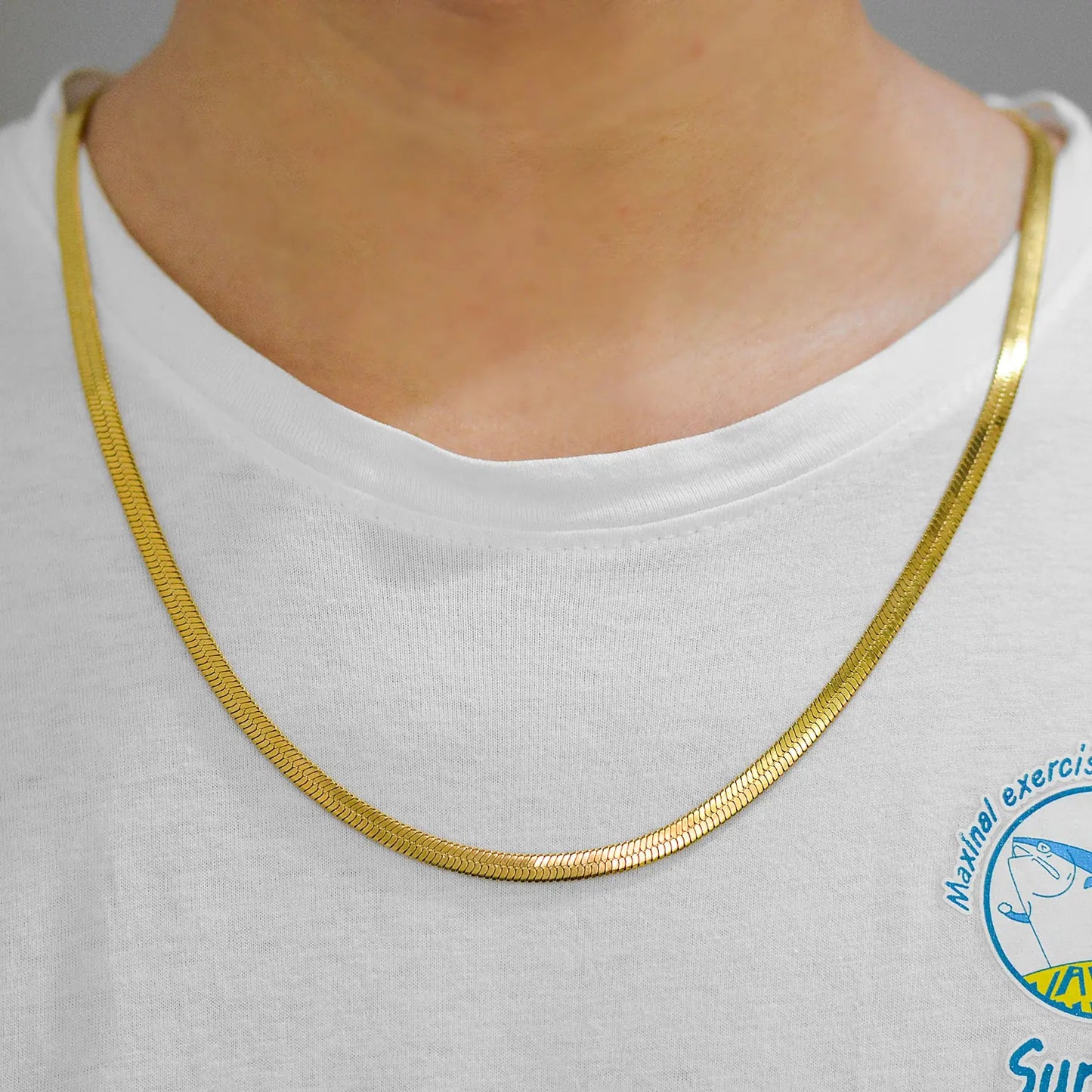 Flat Gold Color Stainless Steel Necklace