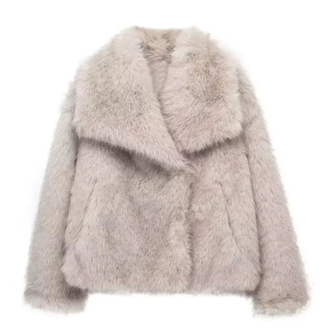 Women's Plush Lapel Winter Coat