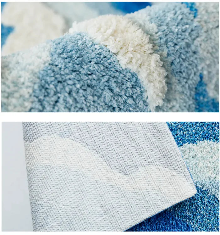 Blue Ocean Wave Rug