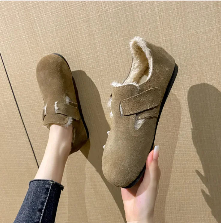 Plush-Lined Faux Leather Winter Shoes