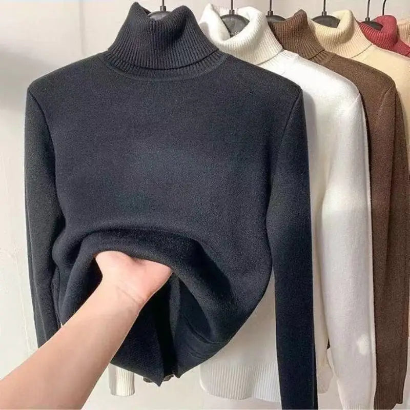 Womens Thick Lined Turtleneck Sweater