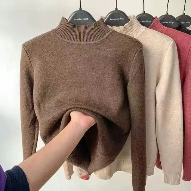 Womens Thick Lined Turtleneck Sweater