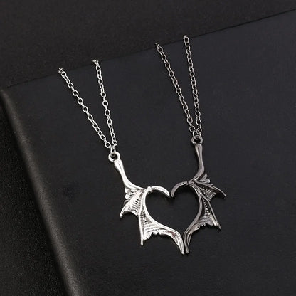 Dragon Wing Heart Couples Necklace