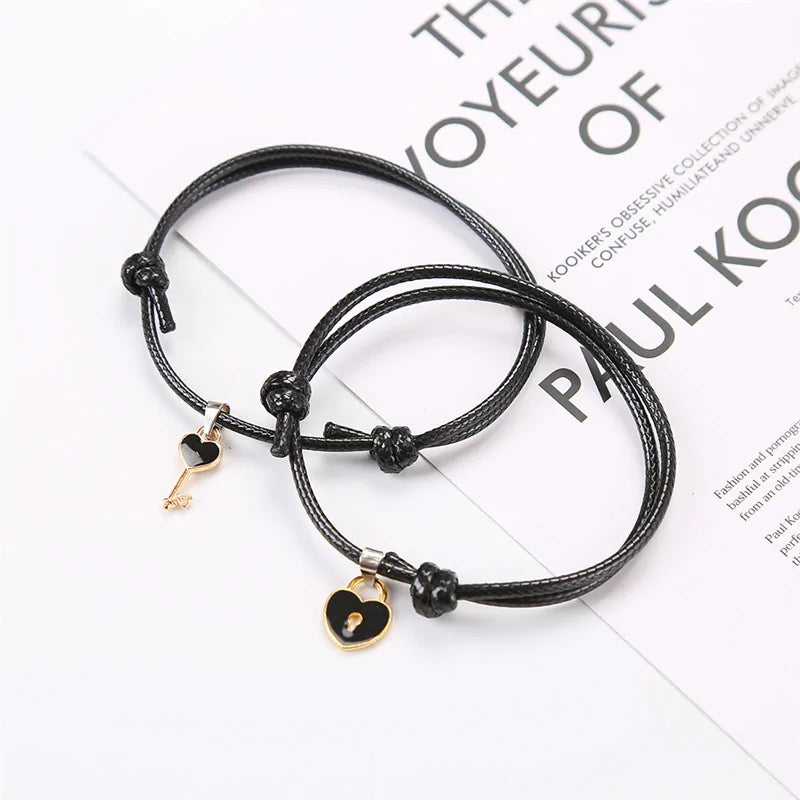 Heart Lock & Key Matching Bracelets