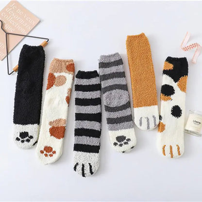 Fuzzy Paw Print Socks