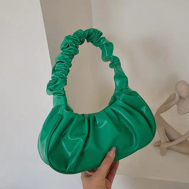 Faux Leather Pleated Handbags