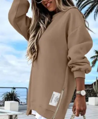 Beige Sweatshirt Dress for Women