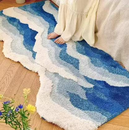 Blue Ocean Wave Rug