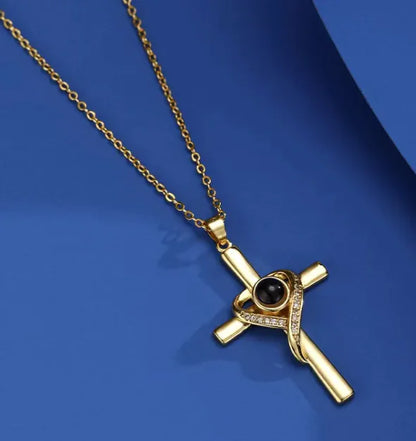 I Love You Projection Necklace Pendant Love Cross