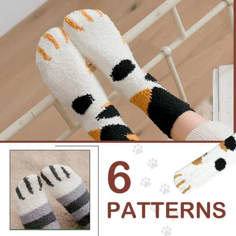 Fuzzy Paw Print Socks