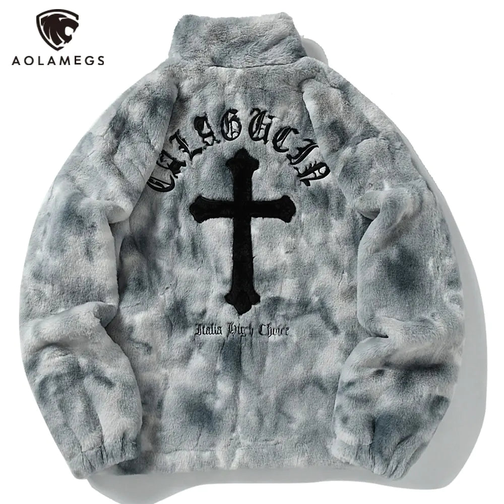 Winter Rabbit Fur Jacket with Cross Design