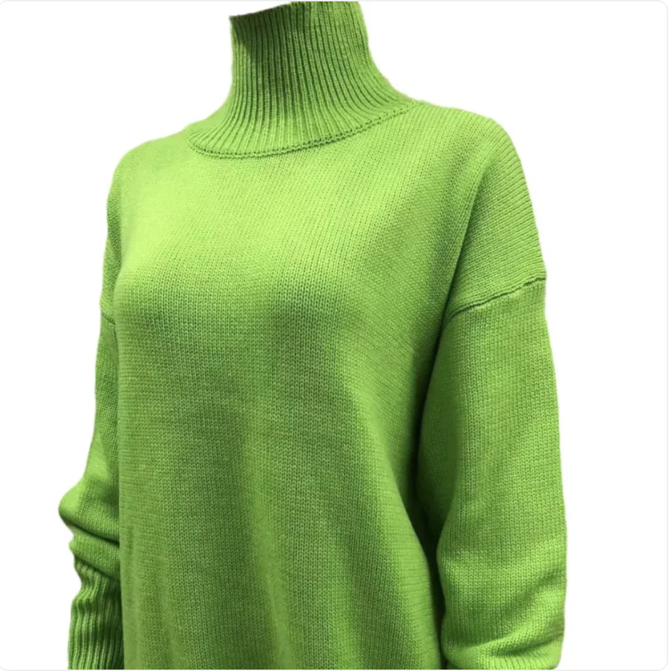 Women's Cozy Long-Sleeve Solid Color Pullover Sweater