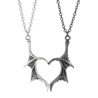 Dragon Wing Heart Couples Necklace