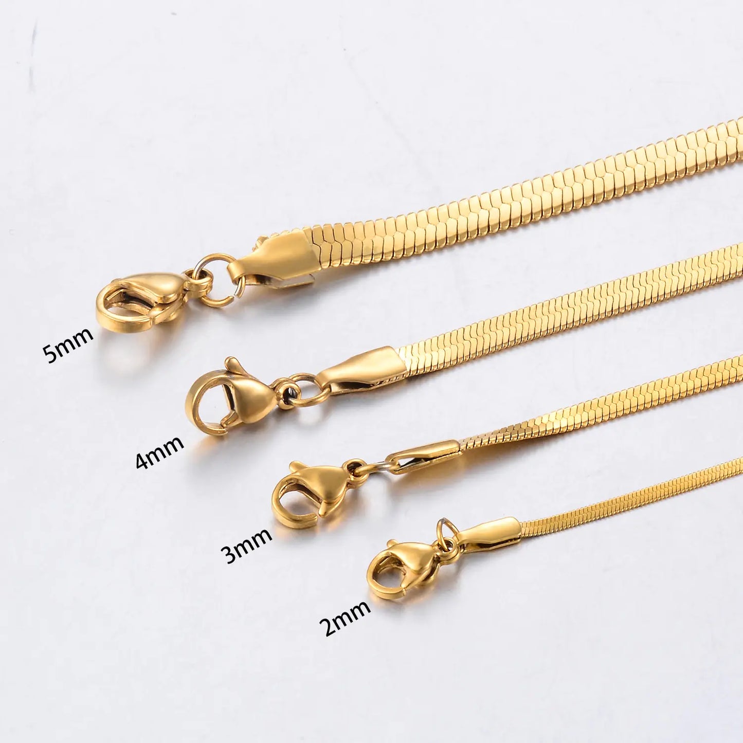 Flat Gold Color Stainless Steel Necklace