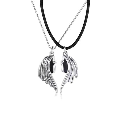 Dragon Wing Heart Couples Necklace