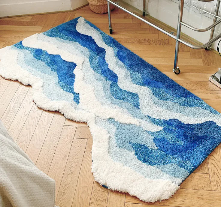 Blue Ocean Wave Rug