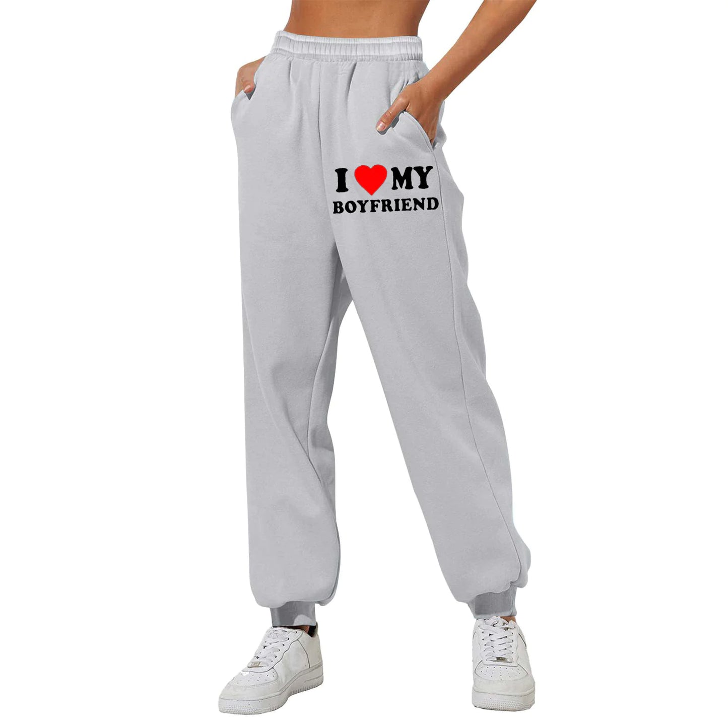 I LOVE MY BOYFRIEND Printed Sweats