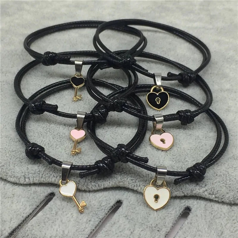 Heart Lock & Key Matching Bracelets