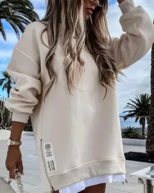 Beige Sweatshirt Dress for Women