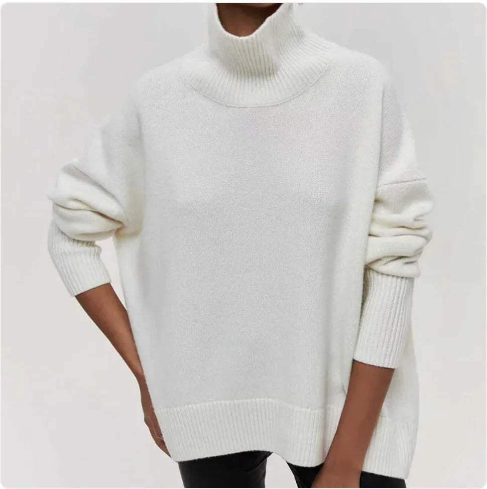 Women's Cozy Long-Sleeve Solid Color Pullover Sweater