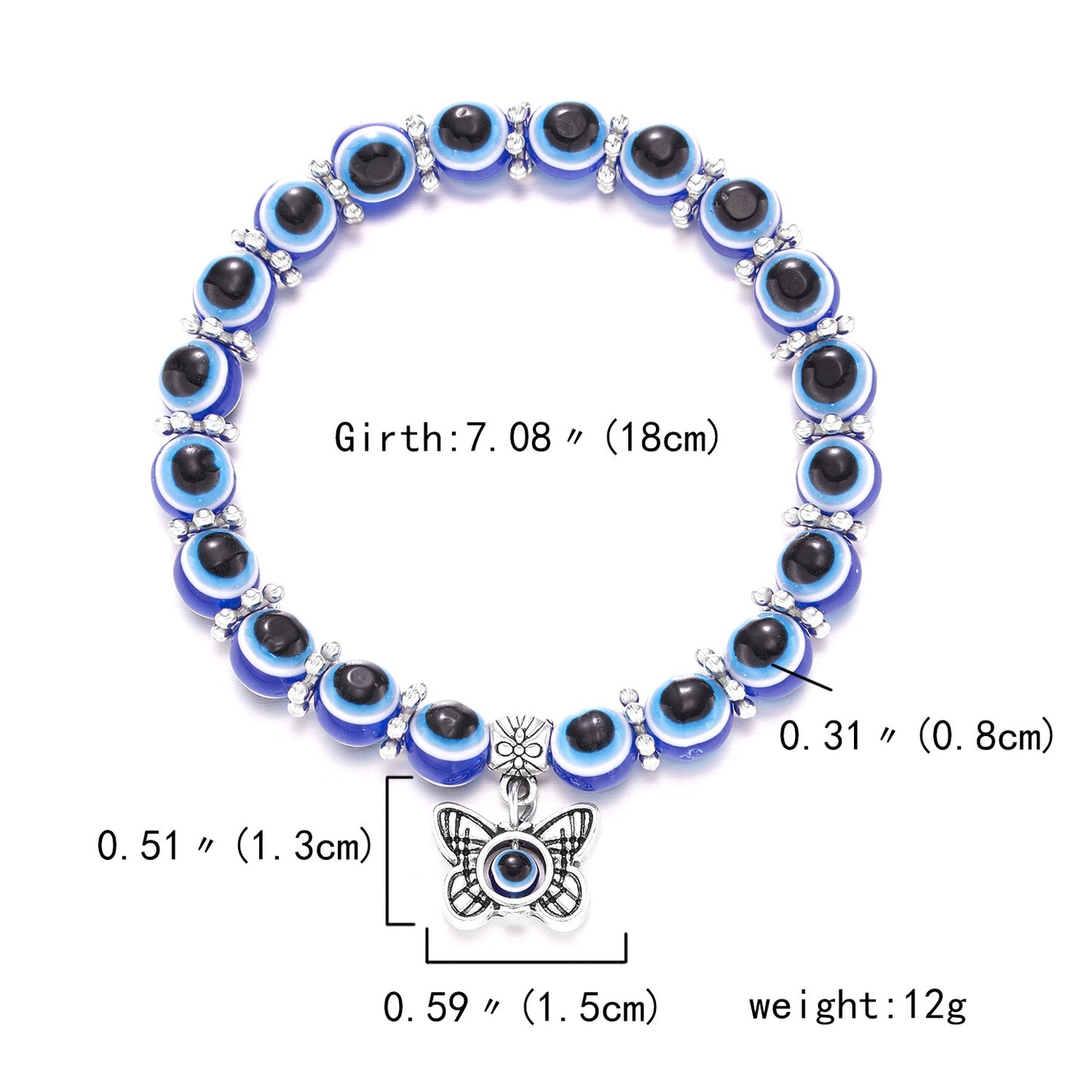 Resin Bead Evil Eye, Hamsa Hand Bracelet