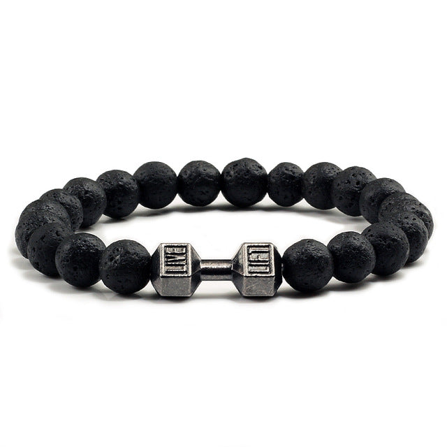 Volcanic Lava Stone Dumbbell Bracelet