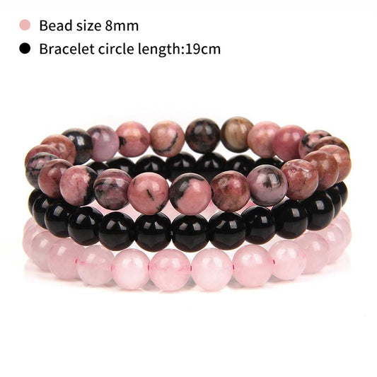 3Pcs/set Natural Stone Bracelet Pink